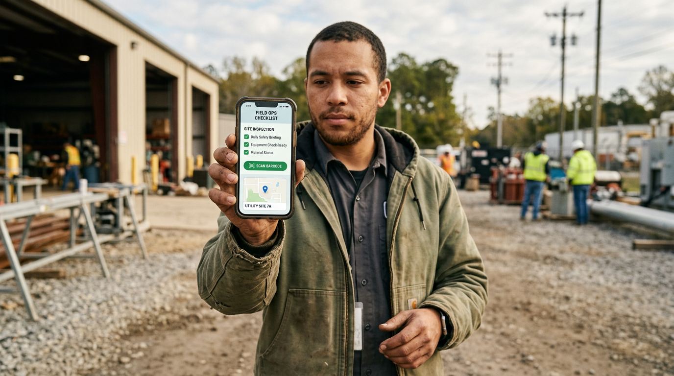 Field-ops mobile app with offline-first AI reports